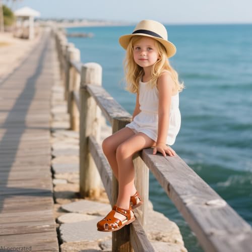 Image of ESTINE Toddler Girls Little Kids Close Toe Sandals - Flower Girl Dress Flats Summer Shoes