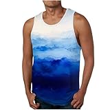 tee shirt homme cotton ete UHouse Debardeur Homme D\'Été Tshirt Imprimé Teeshirt Décontracté Oversize T-Shirts Leger Tee Shirt sans Manche Gym Vêtements Respirant Habit 20 Blanc L