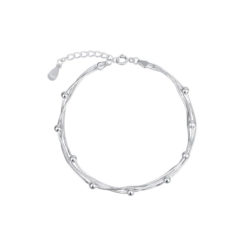 Bracelets en argent délicats chaîne d'os de serpent argenté S925 - 6