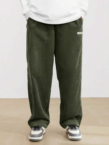 Image of KOTTY Men's Solid|Button|Wide|Loose fit|Corduroy Trousers & Pant for Men
