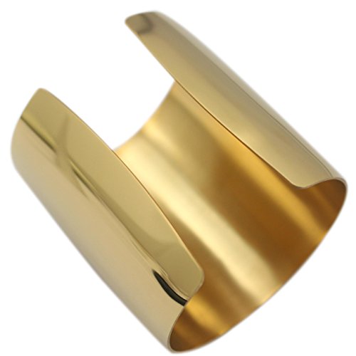 Couya Stainless Steel Gold Plated Women Big Heavy Long Cuff Bangle Bracelet #TOP2