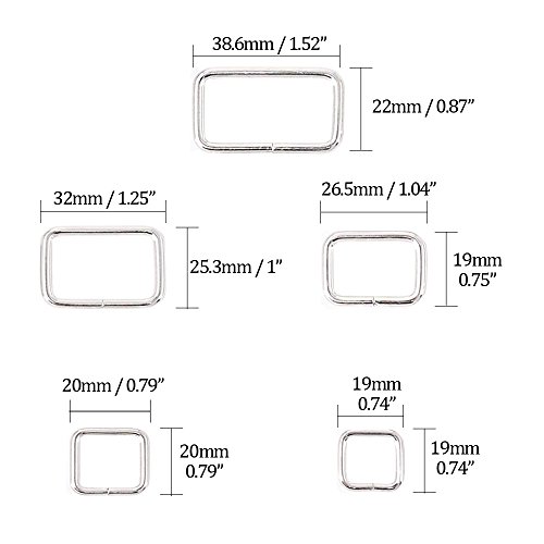 Swpeet 100 Pcs Assorted Metal Rectangle Ring, Webbing Belts Buckle for for Belt Bags DIY Accessories - 13mm / 15mm / 20mm / 25mm / 35mm - Image 2