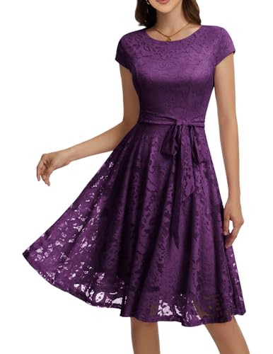 Image of MUADRESS Women's Lace Cocktail Wedding Party Dress | Wedding Guest Ready,Homecoming Event Style,Bridal Shower Outfit,Dinner Date Look,Tea Party Occasion,Birthday wear