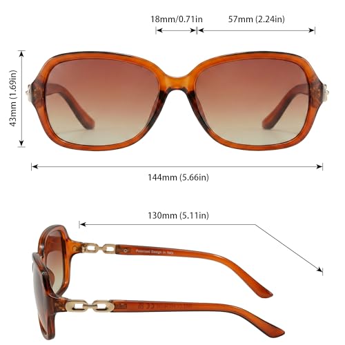 Image of SIPHEW Polarized Sunglasses for Women | Vintage Square Sunglasses w UV400 Protection | Womens Wraparound Shade