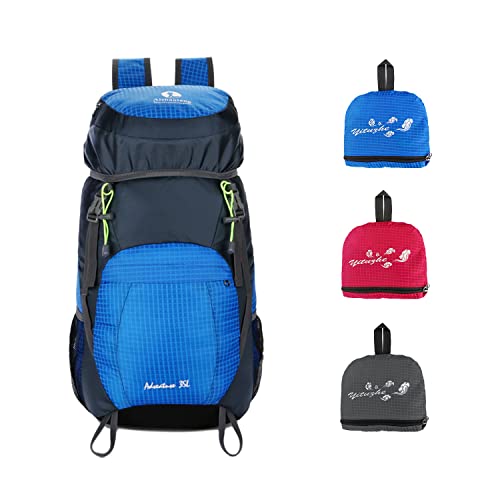 Freiesoldaten Sac à dos léger et pliable - Résistant à l'eau - Pour randonnée, camping, voyage - 35 l, bleu, taille unique Cover