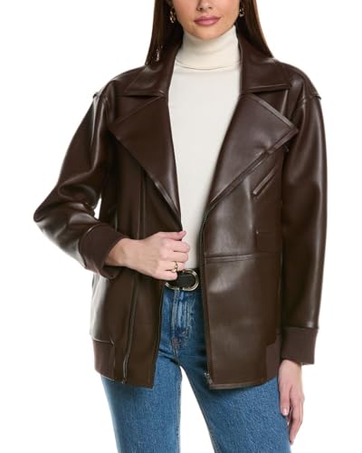 Women's Vegan Leather Oversized Raw Edge Moto