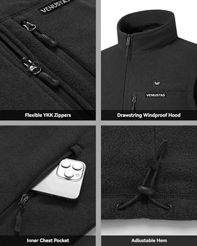 Image of Venustas Women's Heated Fleece Vest with 6 Heating Zones, Ladies' Lightweight Recycled Fleece Electric Vest with Battery