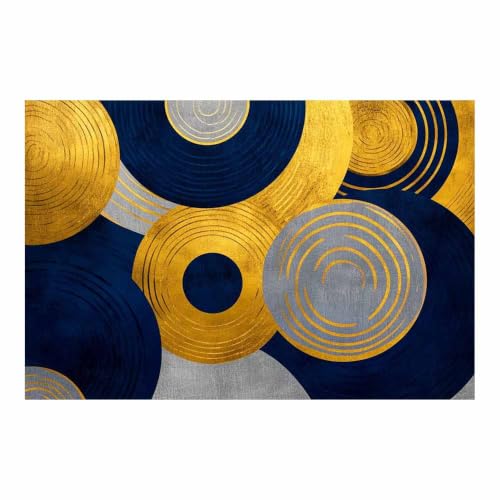 Tableau abstrait motif géométrique bleu 50x70cm décoration murale chic