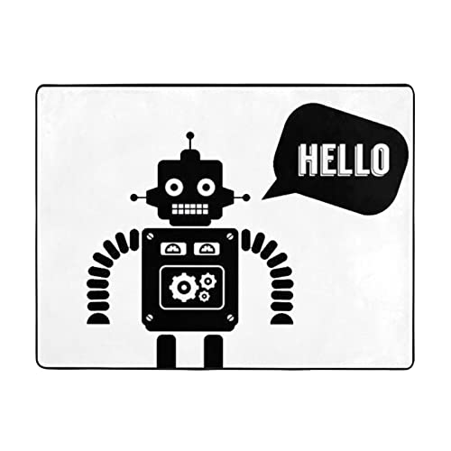 JAYWIS Schwarzer Roboter-Druck-Teppich-rutschfester Boden-Teppich für Wohnzimmer, traditioneller...