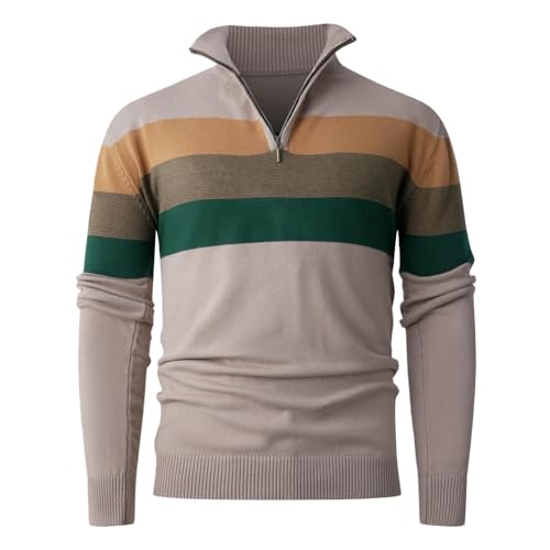 Pull homme col montant zippé contre le froid de l'hiver en tricot