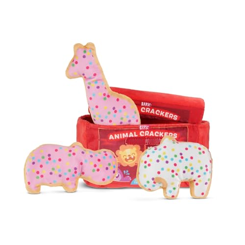 Barkbox Animal Squeakers Multi-Part Dog Toy – 4-in-1...