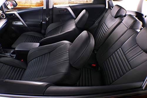 Image of EKR Rav4 Seat Covers Custom Fit for Toyota Rav4 XLE,Platinum,Limited 2013-2018 & SE 2016-2018, Leather Car Seat Cover Full Set for SUV,Faux Leather(Black)
