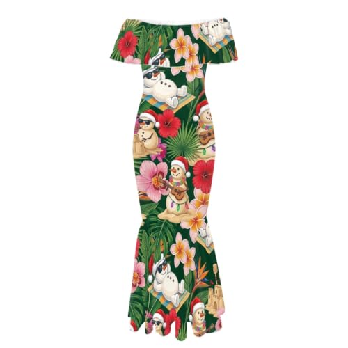 Image of Polynesian Dresses for Women Off Shoulder Maxi Dress Puletasi Samoan Dresses S-7XL