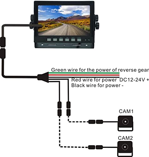 Image of AHD 1080P 7 inch Wired Reverse Rear View Backup Camera System,Guide line,IP69K Waterproof IR Night Vision Camera, for Tractor /Truck /RV /Excavator /Caravan /Skid Steer /Heavy Equipment