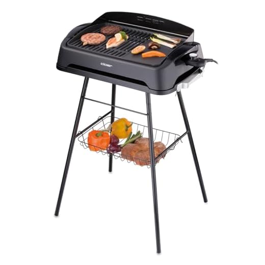 Cloer 656 Barbecue Elektrogrill 3 Cloer 6750 Barbecue-Grill, Standgrill mit abnehmbarem Fuß, Spritzschutz, Ablagekorb, Antihaftbeschichtet, 2000 Watt, Grillfläche: 43 cm x 30,5 cm, schwarz