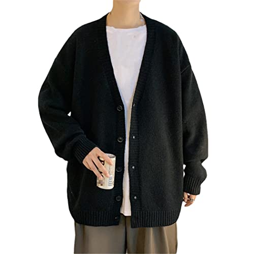 Men Cardigan Autumn Outwear Sweaters V-Neck Retro Japanese Trendy All-Match Casual Oversized Loose Sweater