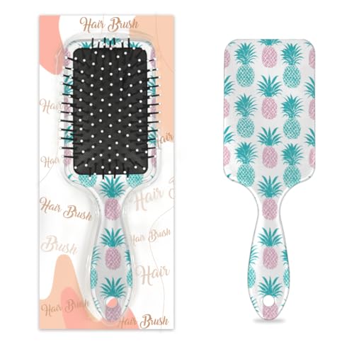 Cepillo para desenredar el cabello para mujeres y hombres, cepillo flexible de cerdas suaves (estampado minimalista de piña)
