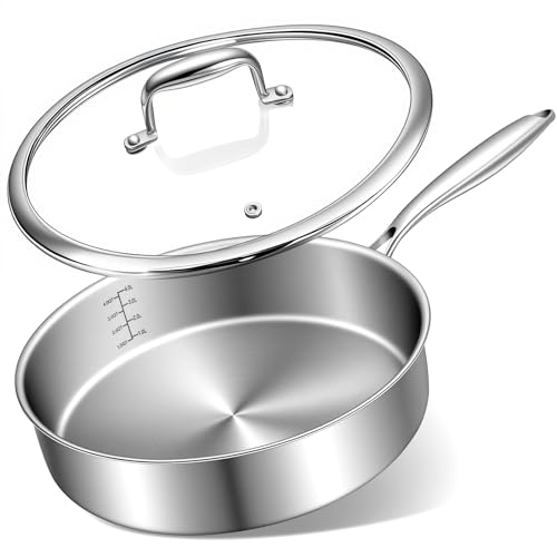 EWFEN 12 Inch Tri-Ply Stainless Steel Frying Pan...
