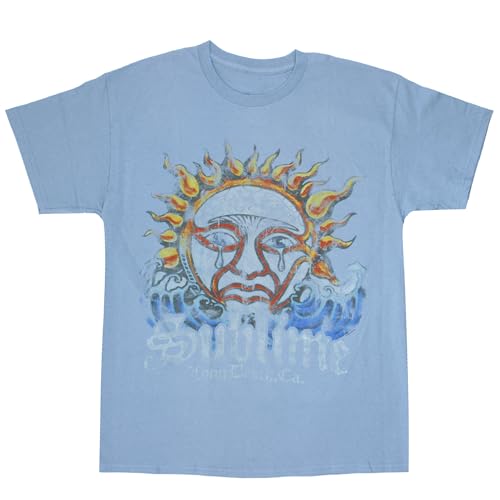 Sublime - Camiseta - Hombre de Color Azul de Talla X-Large Blue Sun Logo Watercolor Rock Band (Camiseta) , XL
