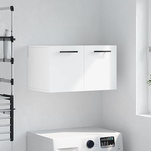 Armario Armario de Pared Armario de Almacenamiento de Pared con Puertas Dobles Armario de Almacenamiento Armario para Inodoro Moderno Unidad de Almacenamiento Madera contrachapada Blanco 60x36,5x35 cm