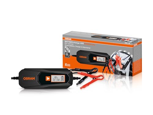 OSRAM BATTERYcharge 405 ESSENTIAL, caricabatterie intelligente da 5 A e dispositivo di mantenimento della batteria, per veicoli da 6 V e 12 V, 3 m cavo