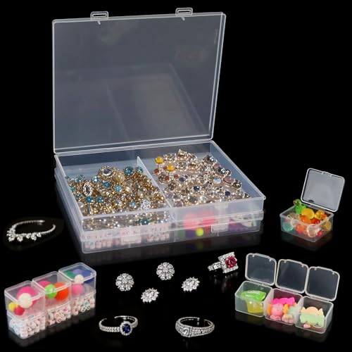 Image of 4 Pack Bead Storage Organizer Box - 23 Grids Clear Plastic Bead Organizer Boxes Clear Small Bead Storage Case for Bracelet Making DIY Jewelry Craft Nail Earrings Desktop Organizer