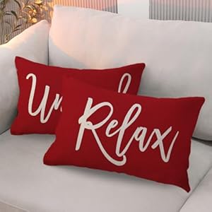 ULOVE LOVE YOURSELF Relax&Unwind Throw Pillow Covers 12x20 Farmhouse Spring Summer Decorative Lumbar Pillowcases Porch Patio Cushion Covers 2Pack for Bedroom Living Room Sofa Couch Home Decor (Red) ULOVE LOVE YOURSELF RelaxUnwind Throw Pillow Covers 12×20 Farmhouse Spring Summer Decorative Lumbar Pillowcases Porch Patio Cushion Covers 2Pack for Bedroom Living Room Sofa Couch Home Decor Red
