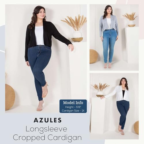 Image of Azules Cropped Cardigan for Women, Open Front Drape Lightweight Sweater Long Sleeves Women's Cardigans