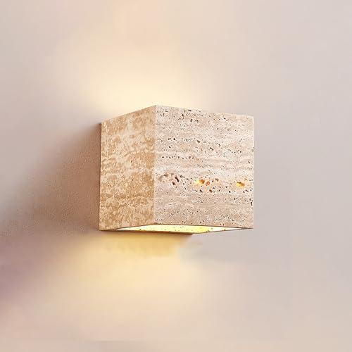 Applique murale moderne travertin, luminaire mural pierre naturelle 9 W, lampe sol étanche intérieur extérieur, éclairage décoratif for chambre, salle de bain,...