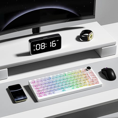 Image of dagaladoo White Clear keycaps,Transparent keycaps 60 75 100 Percent,Ceramic Jelly Key caps Set,Shine Through Key caps,MDA Profile Keyboard Key Cap for Mx Switches Mechanical Keyboard