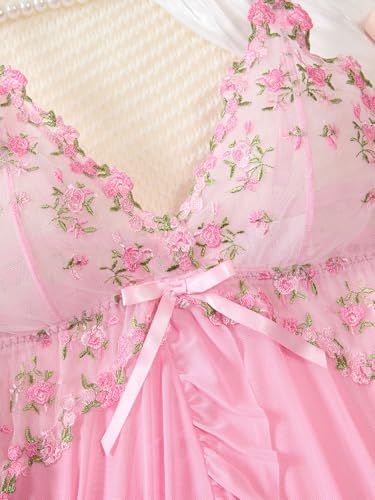Image of Foxiny Sexy Ruffle Sheer Mesh Lace Wireless Babydoll Lingerie Dress with Thong 2 Piece