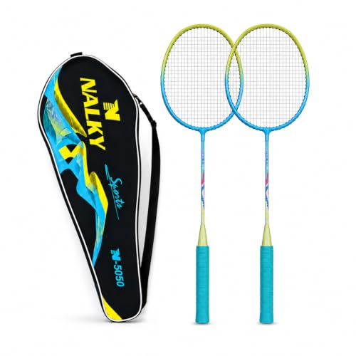 Image of Wide Body Aluminium Badminton Racket Set of 2 for Men & Women | Racquets with High Tension Strings | Indoor & Outdoor Racket with Carry Bag