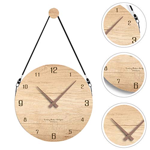 Winomo Home Decoration Wall Clock Hanging With Rope Wood Clock Home Decor For Kitchen, Living Room, Bedroom, Office Digital Clocks #TOP7