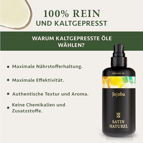 Foto von Jojobaöl BIO kaltgepresst 100% rein für Haut Haare Nägel - Gesichtsöl Körperöl Vegan - Anti Aging, Natürliche Intensivpflege + Feuchtigkeitspflege - Pflegendes Jojobaöl Bio für Kosmetik 200ml