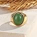 Natural Gemstone Gold Rings for Women Non Tarnish Stainless Steel Stackable Chunky Ring (Green Aventurine, 10)