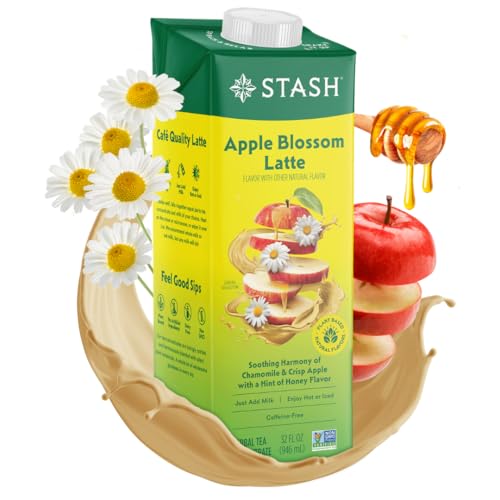 STASH Apple Blossom Latte - Dairy Free Plant Based Chamomile Tea Concentrate - Caffeine-Free - 32 fl oz, 5 Servings (Pack of 6)