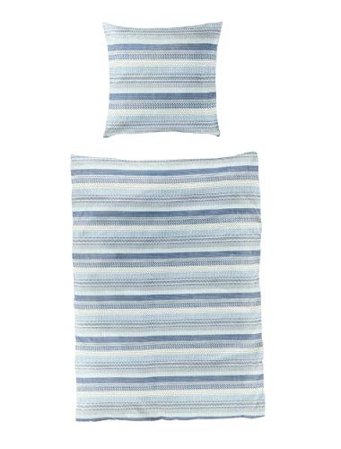 Bierbaum Bettwäsche 3298, Mako-Satin, Made in Germany, marine 01, 135x200 + 80x80 cm