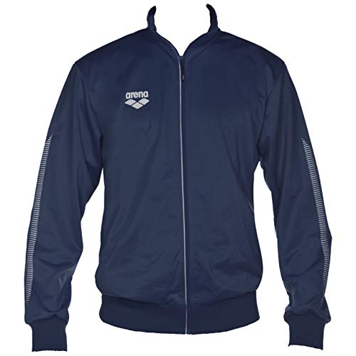 ARENA Unisex Teamline Knitted Poly Full Zip Jacket Side Pockets Athletic Lightweight Casual Sporty Everyday Use Quick Dry Soft Fabric Warm Up Outerwear, Navy Blue, US Size Small