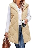 Zeagoo Vest Tops for Women Reversible Puffer Vest Coat Sleeveless Sherpa Fleece Jacket Zip Up Long Warm Winter Coat