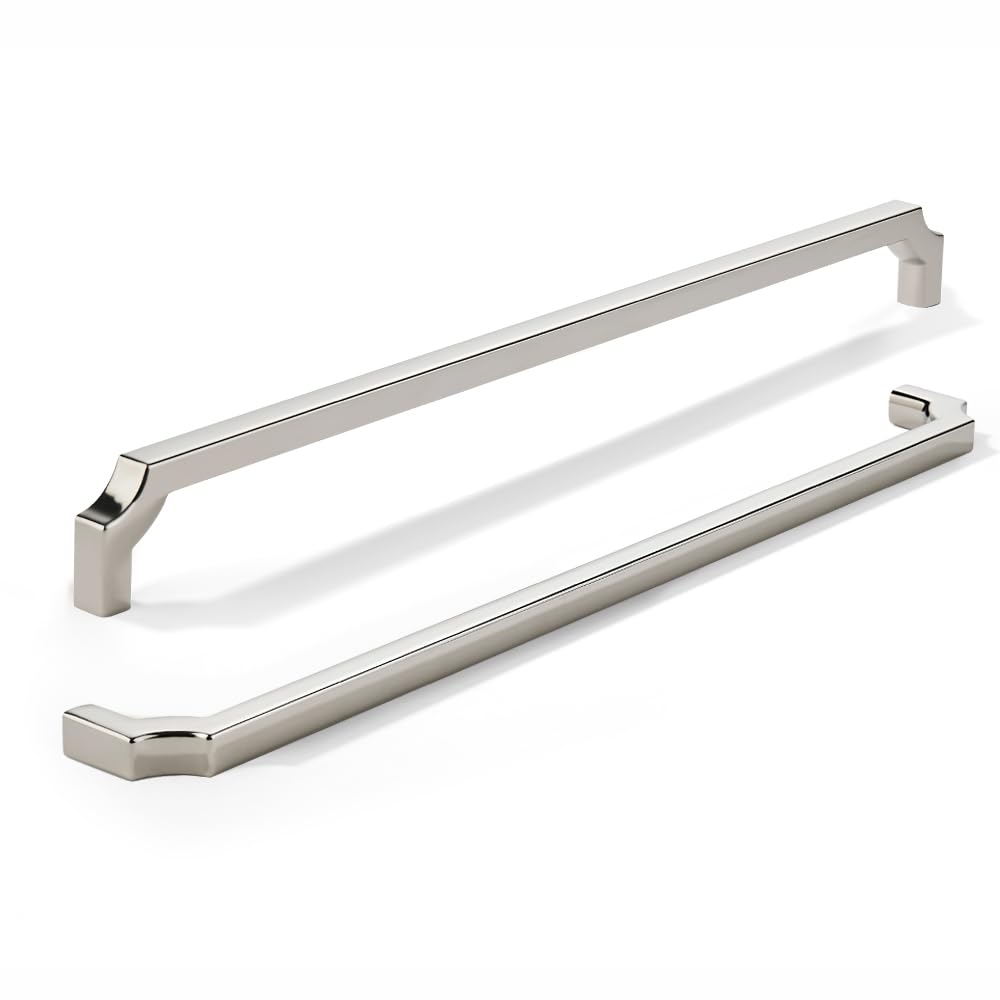khtumeware 1-Pack 18 Inch Square Polished Nickel Appliance Cabinet Pulls, Solid Zinc Alloy Heavy-Duty Handles for Kitchen/Bathroom Cabinets, Drawers & Cupboards (18 Inch Center to Center)