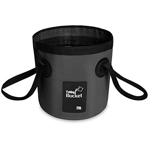 AINAAN Multifunctional Collapsible Portable Outdoor Basin Folding Bucket Water Storage Bag for Camping Hiking Travel Fishing Caravan Washing, Polyvinyl Chloride, Black Cover