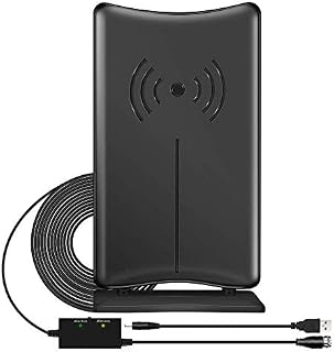 GEEKERA TV Aerial, Indoor Outdoor TV Ariel 400KM Freeview Digital HDTV Arial 4K 1080P 360°Omni Directional Signal Reception with Aerial Booster Long Cable Detachable Stand for Channel, 2022 Upgrade