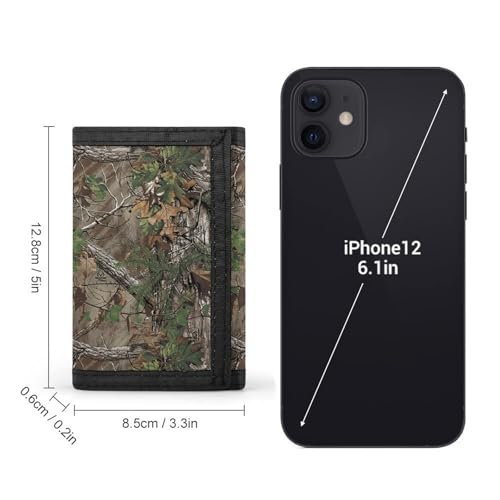 Camouflage Trees Trifold Wallets for Men with ID Window Thin Card Holder with Zipped Coin Pocket and Keychain2