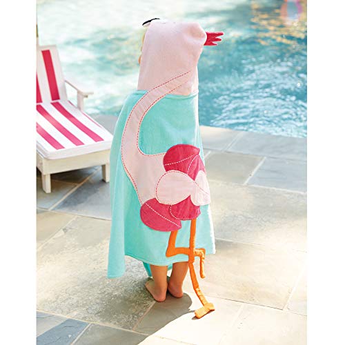 Mud Pie Flamingo Hooded Towel, Aqua/Pink (2132019) #TOP3