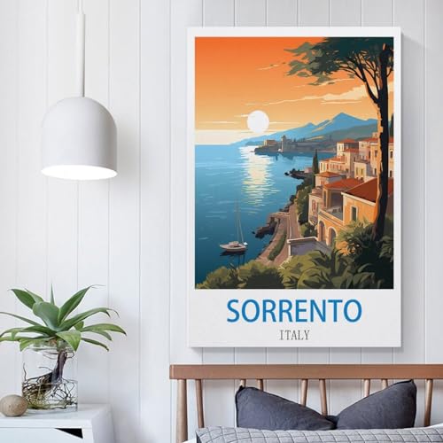 Affiche murale Sorrento Italie décoration chambre moderne toile vintage 50x75