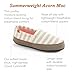 Acorn Soft & Cozy House Slippers for Women - Fleece Lining, Suede Rand, Rubber Sole, Cloud Cushion for Indoor/Outdoor, White Striped, 6.5-7.5