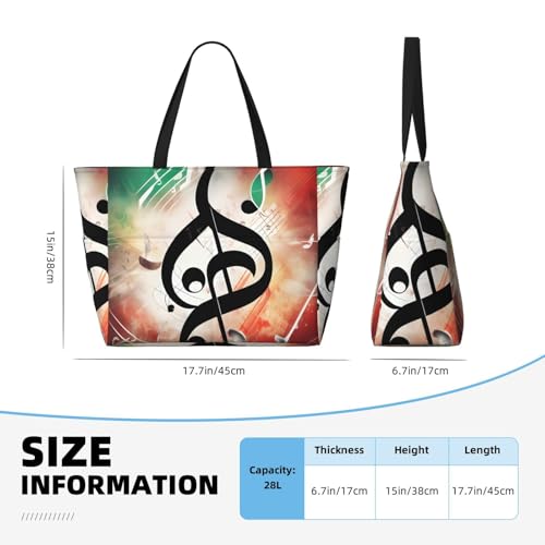 Music Notes Print Large Gym Tote Carry On Bag With Wet Compartment For Travel4
