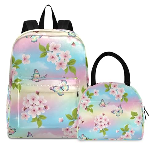 Sac à dos isotherme pour fille imperméable à motif fleurs de cerisier