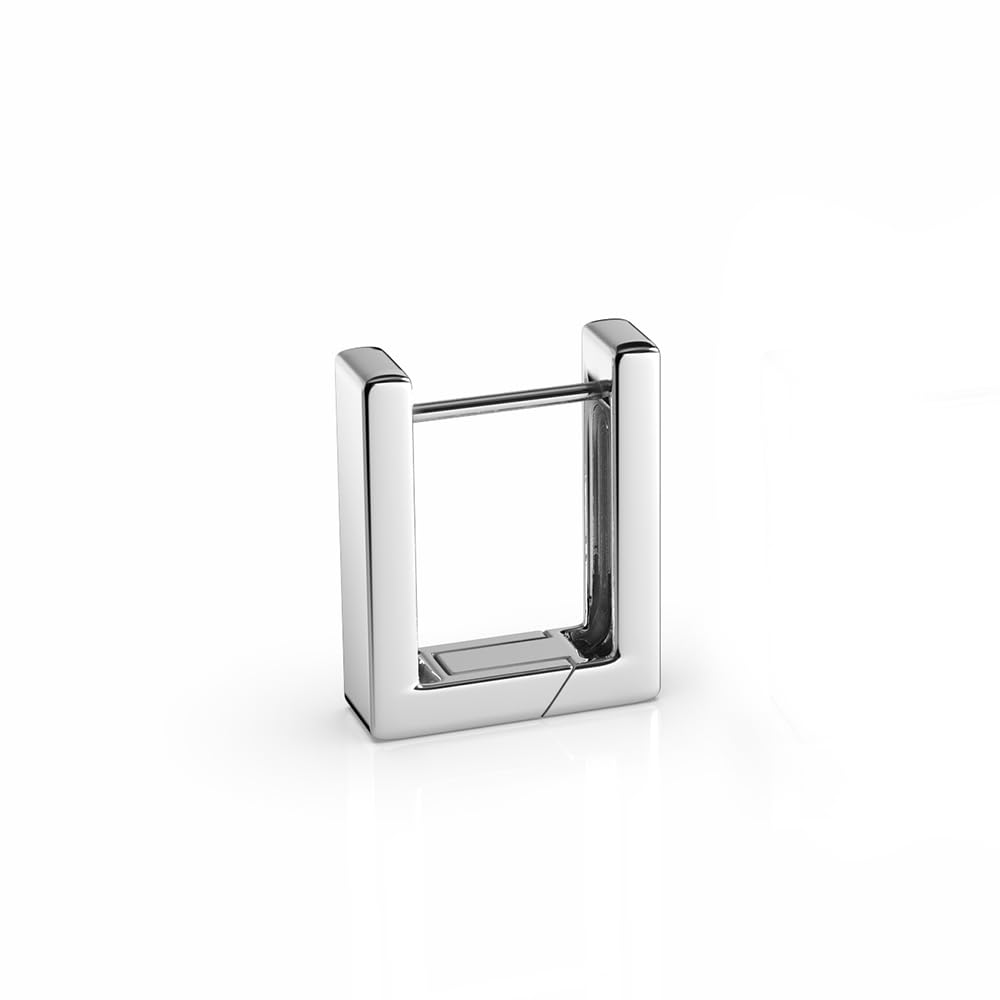 Rectangular Bali Hoop Earring For Men (1 Pc) | Fave Hoop Bali Earring | 925 Sterling Silver | Birthday Gift for Men and Boys-image-16