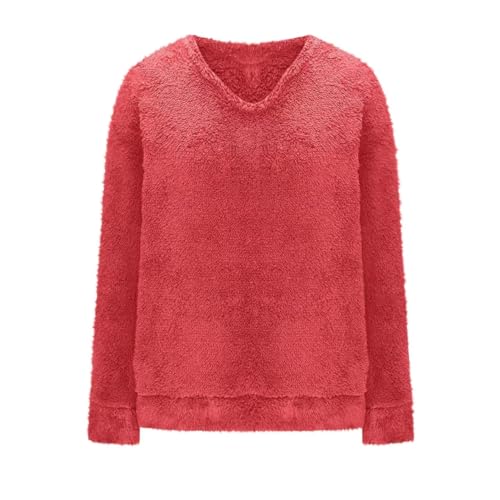 Vhersily 2026 Sweats Femme Pull Poilu Chandails Encolure Dégagée Manches Longues Élégant Sans Capuche Doux Polaire Tops Mode Élégant Manteaux Coupe Vent...